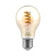 E27 4W LED pære - Spiral kultråds, rav farvet glas, 1800K