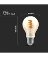 E27 4W LED pære - Spiral kultråds, rav farvet glas, 1800K
