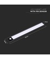 1,5W LED skabslampe med PIR sensor - 30cm, sort, batteridrevet, 4000K, auto on/off