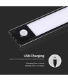1,5W LED skabslampe med PIR sensor - 30cm, sort, batteridrevet, 4000K, auto on/off