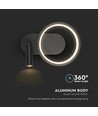 14W designer væglampe i metal - 1500lm, sort, 360 grader, IP20, inkl. lyskilde