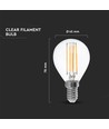E14 6W filament LED kronepære - P45, 600lm, klart glas, Samsung LED chip
