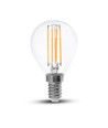 E14 4W LED filament pære - P45, klar, varm hvid, 400lm