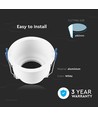 GU10 indbygningsspot - Rund, hvid, aluminium, honeycomb, anti-glare, IP20, Hul: Ø8 cm, Mål: Ø9 cm