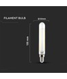 E14 4W LED pære - T20, kultråd, klart glas
