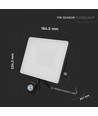 20W LED projektør med sensor - 120lm/W, IP65, sort, 3000K, PIR sensor