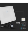 30W LED projektør med sensor - 120lm/W, IP65, PIR sensor, sort, kold hvid, udendørs