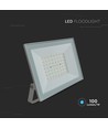 50W LED projektør - 94lm/W, IP65, hvid kant, kold hvid, udendørs