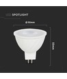 GU5.3 6,5W LED pære, 12V - MR16, Samsung LED chip, 38 grader, 3000K, erstatter 40W