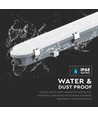 150cm 48W vandtæt komplet LED armatur med sensor - IP65, 120lm/W, mælkehvidt cover, inkl. monteringsclips