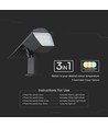 1,3W LED solcelle havespot med spyd - CCT justerbar, IP65, solar havelampe