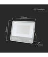 200W LED projektør, Samsung chip - 135lm/W, IP65, sort, udendørs, kold hvid