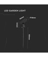 24V LED havespot med spyd - 2W, IP65, sort, firkantet, udendørs, aluminium