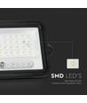 50W Solcelle LED projektør - 700lm, CCT 2000K-8000K, batteriindikator, sort, udendørs