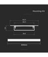 2000mm VT-71002 monteringssæt - med diffuser til LED-strip, indbygget, 40x10mm, sølv