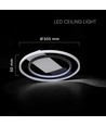 50W LED loftslampe, CCT 3-i-1 - Ø50,5cm, hvid/sort kant, inkl. fjernbetjening