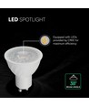 GU10 6W LED pære - 445lm, 38°, Samsung LED chip, hvid plast, erstatter 60W