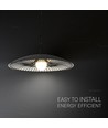 G9 Designer pendellampe - Sort/hvid, metal og glas, Ø45cm, justerbar højde op til 1,5m, uden lyskilde