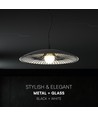 G9 Designer pendellampe - Sort/hvid, metal og glas, Ø45cm, justerbar højde op til 1,5m, uden lyskilde