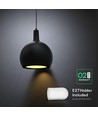 E27 Designer pendellampe, Ø28cm - Sort, metal og keramik, uden lyskilde, max 60W