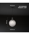 E27 Designer pendelophæng - D100*H25mm, mat sort, uden lyskilde