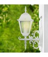 E27 udendørs væglampe, hvid - Lanterne, opadvendt, IP44, aluminium og glas