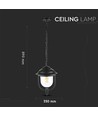 850 VT loftlampe E27 - med klart PC-dæksel, sort