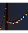 LED lyskæde med 20 stk. farvede pærer - 0,5W pærer, 10 meter, inkl. lyskilde