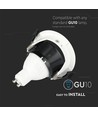 GU10 halvrundt armatur - Hvid/sort, aluminium, IP20 indendørs, uden lyskilde