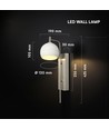 190x120x430 mm VT-89021 væglampe 10W - LED, dekorativ, 3000K, børstet nikkel + hvid