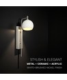 190x120x430 mm VT-89021 væglampe 10W - LED, dekorativ, 3000K, børstet nikkel + hvid