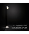 10W designer gulvlampe - 1200lm, 120lm/W, 3000K, børstet nikkel, højde 141cm