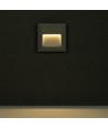 2W LED væglampe til indbygning - IP65, 12,4 x 12,4 cm, sort, firkantet, 4000K, step light