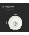 VT-836 LED væglampe 6W - op-ned, 3000K, hvid hus, IP65