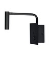 3W LED senge/hotel væglampe med USB og afbryder - Sort, 3000K, COB CREE chip, 12x12 cm