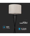 Designer gulvlampe E27 - rundt elfenbensfarvet lampeskærm, sort metalfod