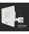 50W LED projektør med sensor, Samsung LED chip - IP65, hvid, 4000lm, 100 grader lysspredning