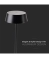 2W genopladelig LED bordlampe, IP54 - 200lm, dæmpbar, touch, 8-10 timers batteri, sort finish