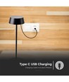 2W genopladelig LED bordlampe, IP54 - 200lm, dæmpbar, touch, 8-10 timers batteri, sort finish