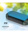 30.000mAh Solar Powerbank med trådløs opladning, 20W - Sort, 111Wh, aluminium, USB-C PD, solcellepanel