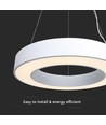 60cm 50W LED designer pendel, dæmpbar - 4000K, 6100lm, hvid, Triac dæmpbar