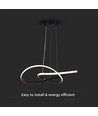 20W Ø50cm cirkulær LED pendel - 130lm/W, sort, 3000K, moderne design