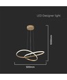20W LED pendel, guld - Ø50cm, 130lm/W, 3000K, moderne cirkulært design