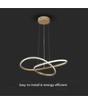 20W LED pendel, guld - Ø50cm, 130lm/W, 3000K, moderne cirkulært design