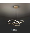 20W LED pendel, guld - Ø50cm, 130lm/W, 3000K, moderne cirkulært design