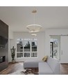 32W LED pendel, 3 ringe - Guld, Ø60+40+20cm, 3880lm, 3000K, dekorativ loftlampe