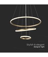 32W LED pendel, 3 ringe - Guld, Ø60+40+20cm, 3880lm, 3000K, dekorativ loftlampe