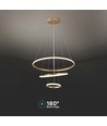 32W LED pendel, 3 ringe - Guld, Ø60+40+20cm, 3880lm, 3000K, dekorativ loftlampe