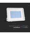 200W LED projektør med Samsung chip - 100lm/W, IP65, hvid krop, hvidt glas, 6500K