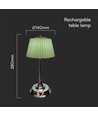 1,5W LED bordlampe, 3-i-1 - Krom/Lysegrøn, touch dæmpbar, genopladelig, USB-C, Ø14x28 cm